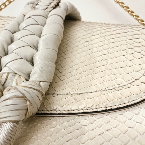 ALTUZARRA Ghianda Cream Ivory Exotic Python Snakeskin Braided Leather Bag - Picture 10 of 12